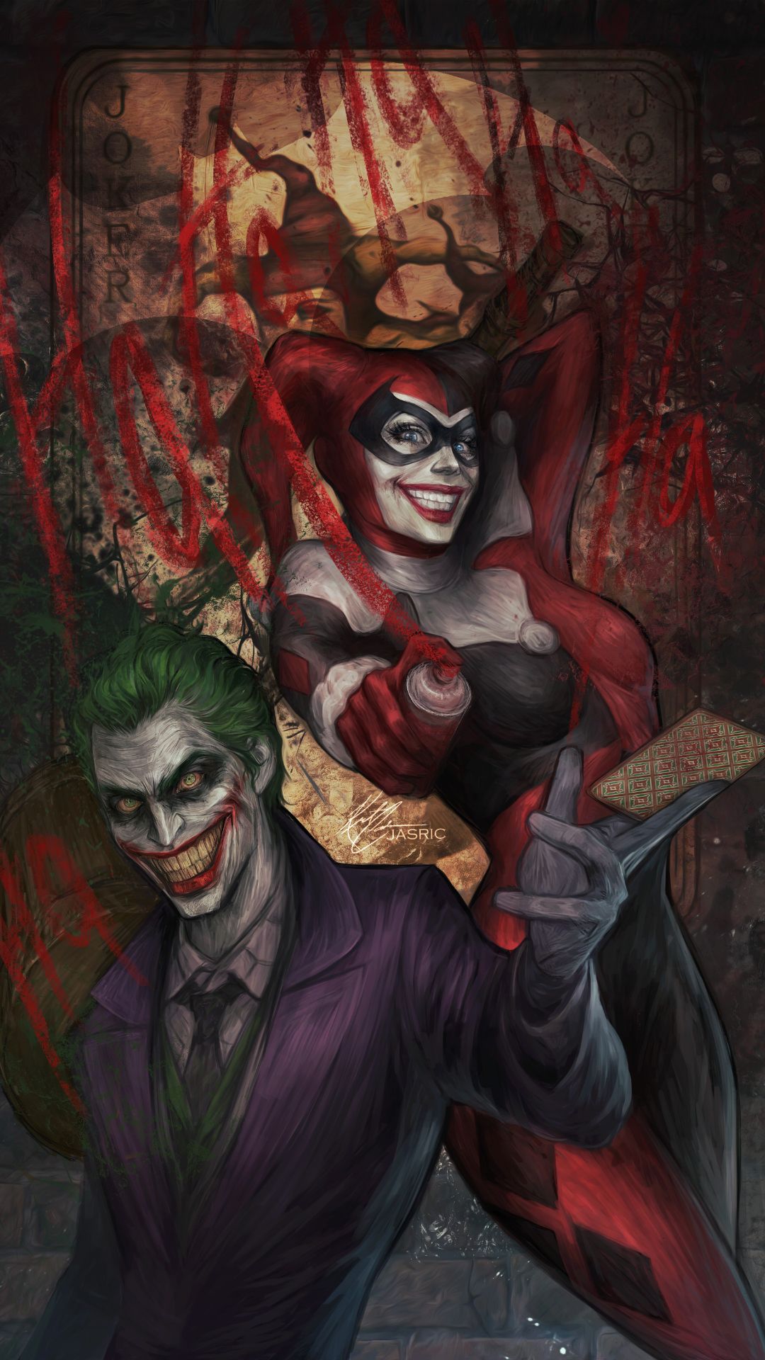 Cool Joker and Harley Quinn iPhone Wallpaper