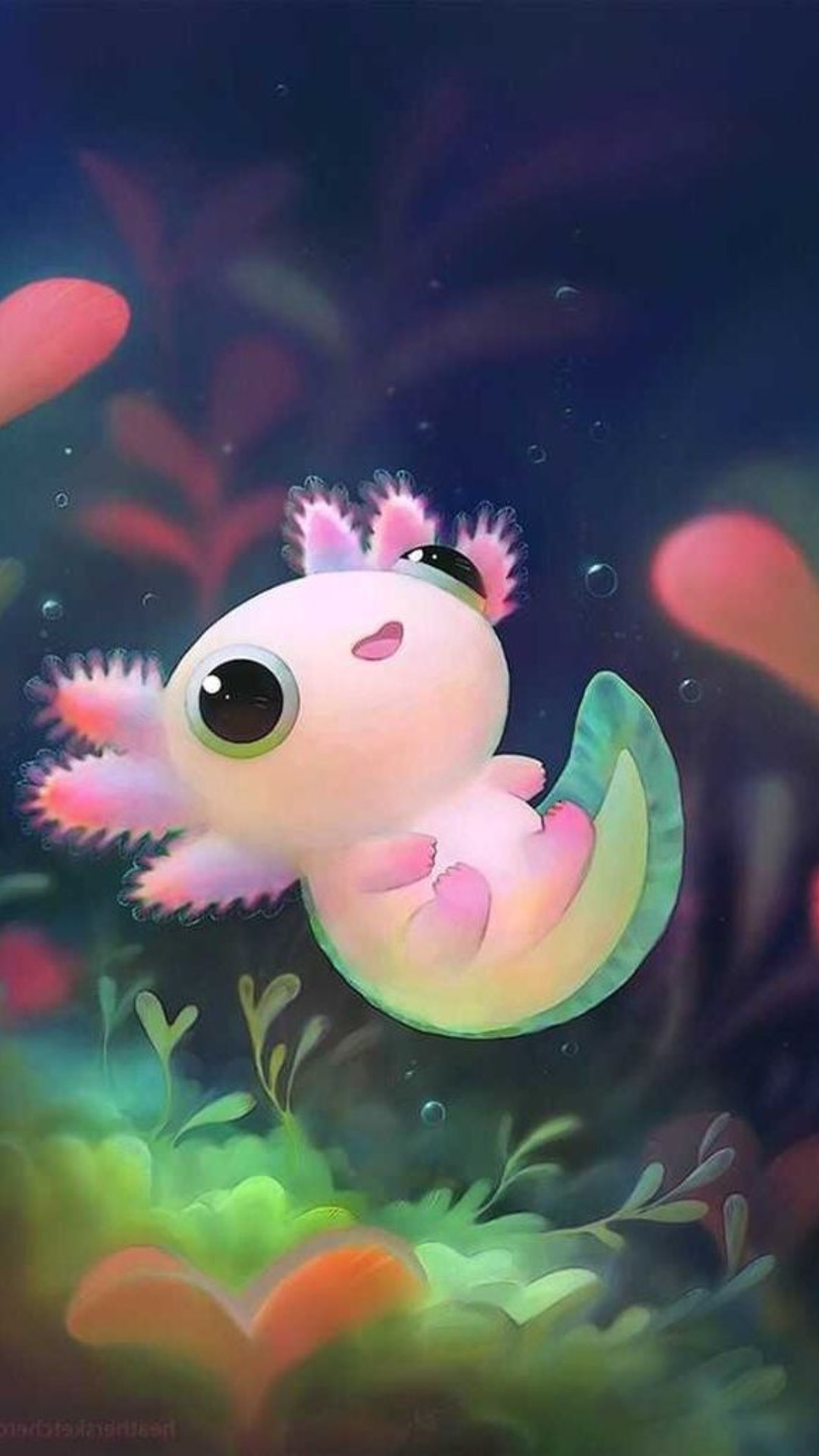 Axolotl iPhone Lock Screen Wallpaper