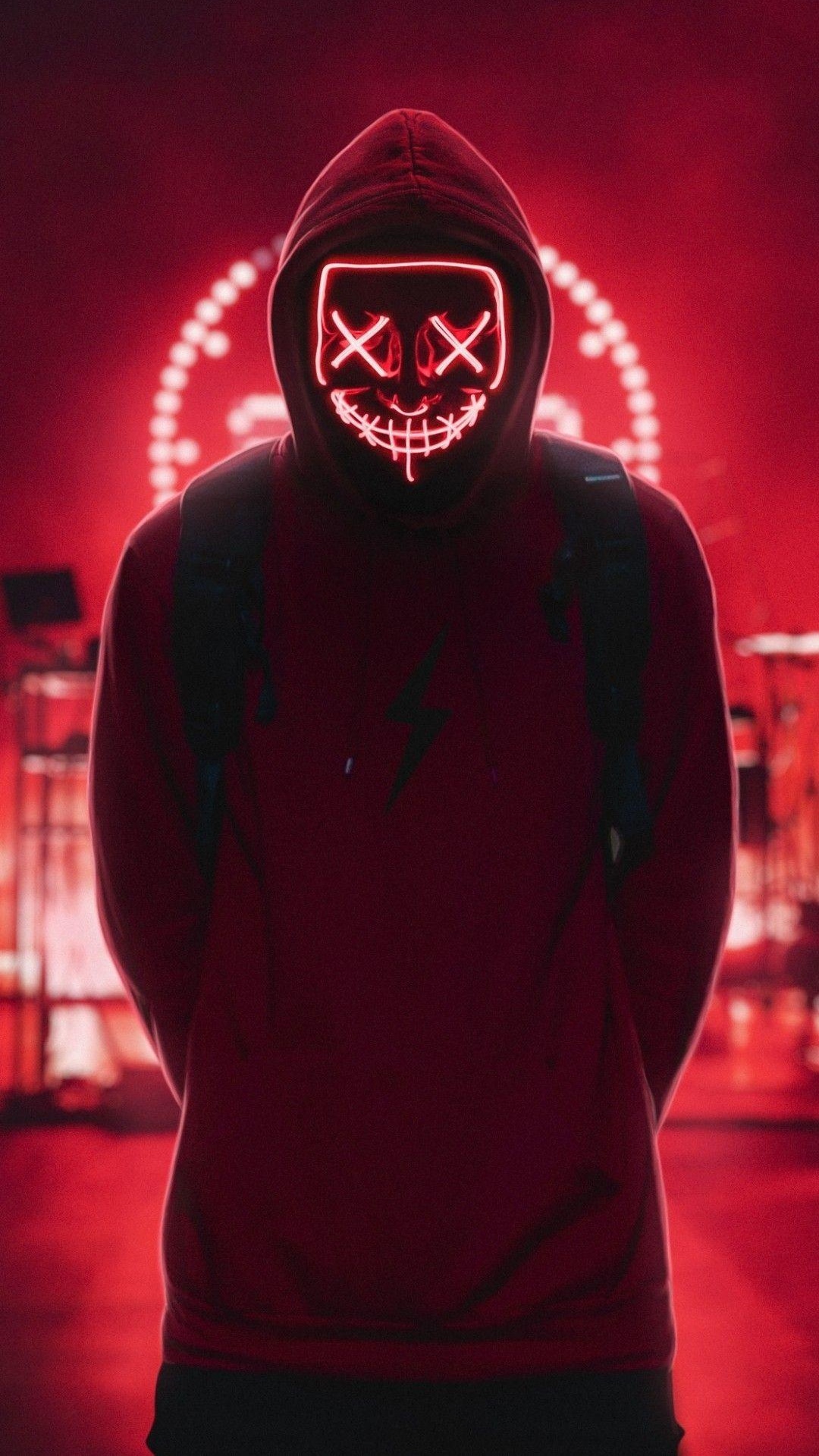 Cool Neon Mask Boy iPhone Wallpaper