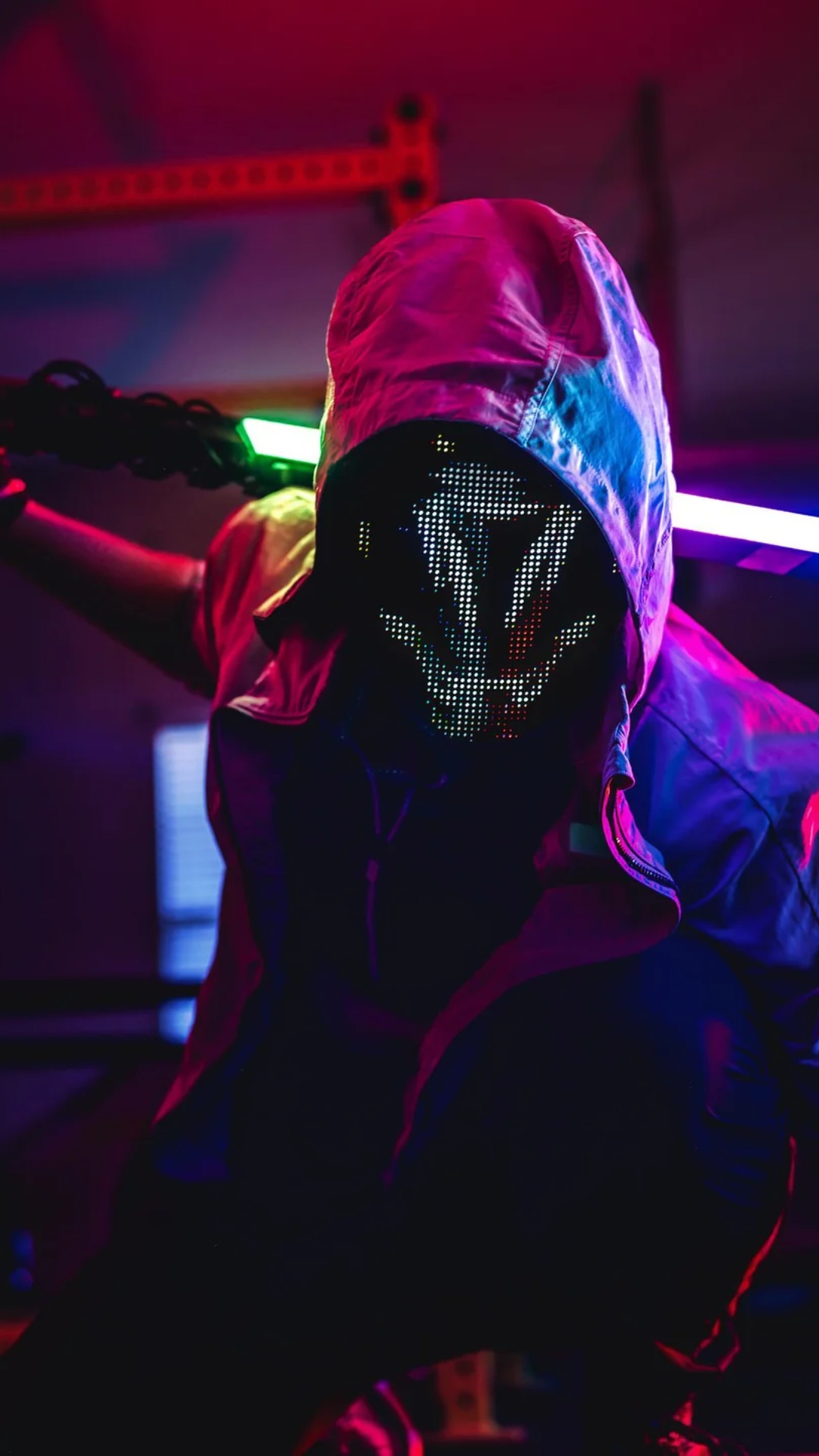 Neon Mask Boy 4k iPhone Wallpaper