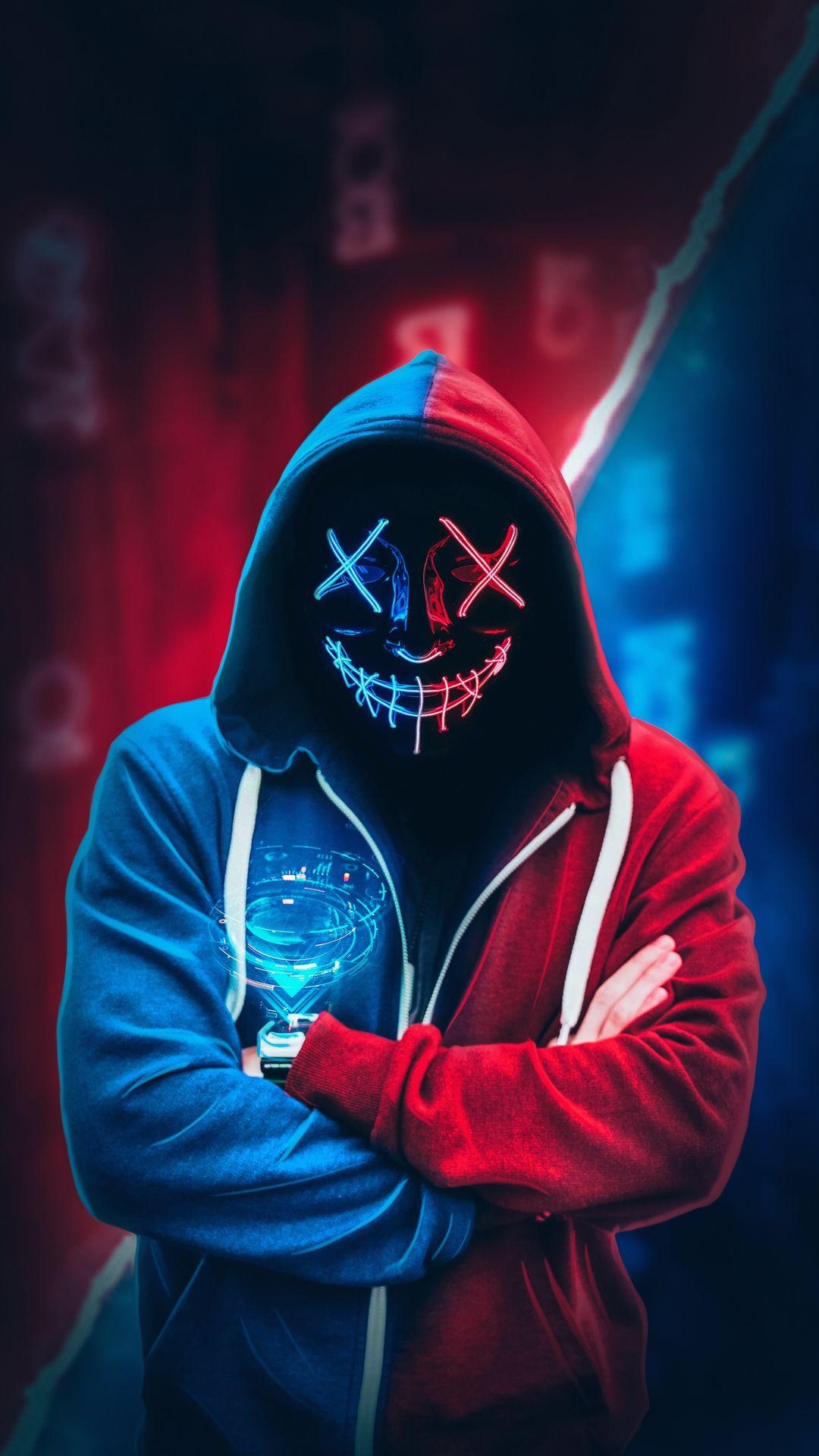 Neon Mask Boy Wallpaper For iPhone