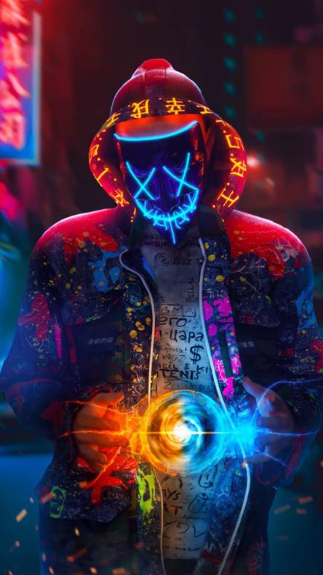 Neon Mask Boy Wallpaper HD For iPhone