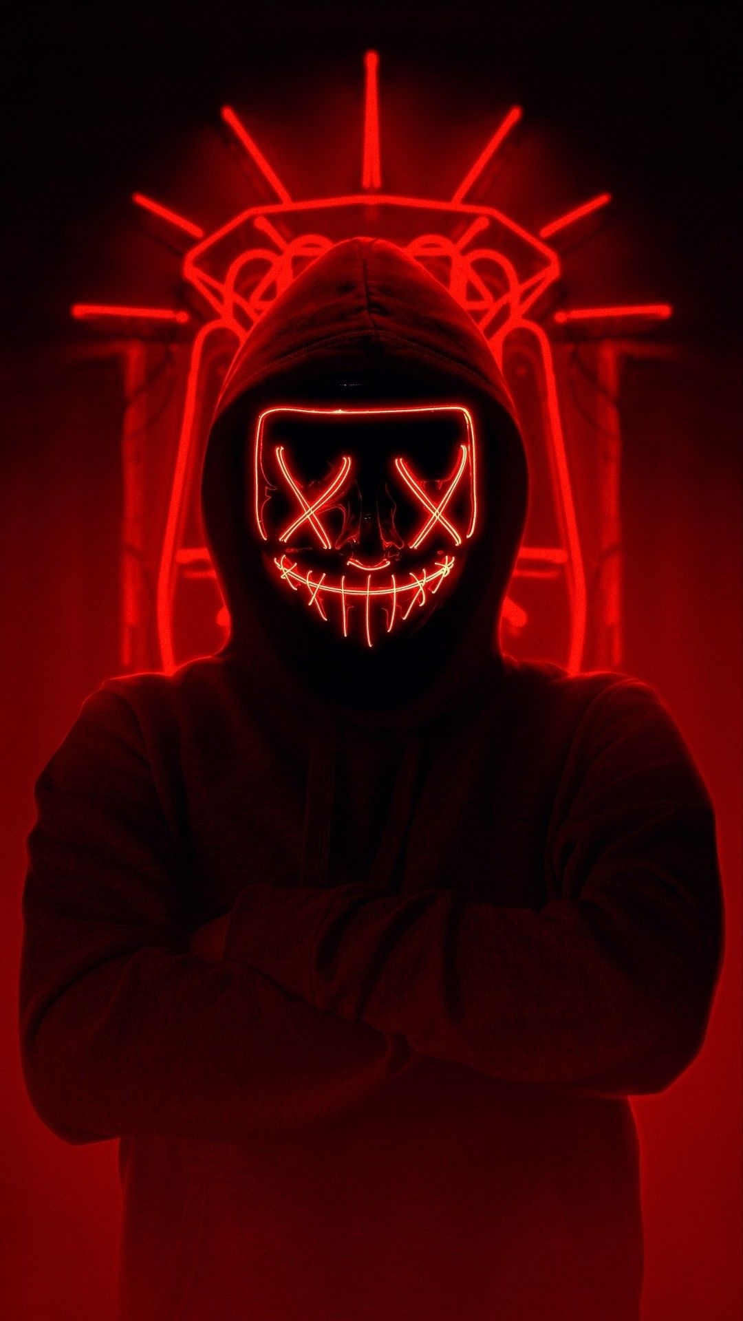 Neon Mask Boy iPhone Home Screen Wallpaper