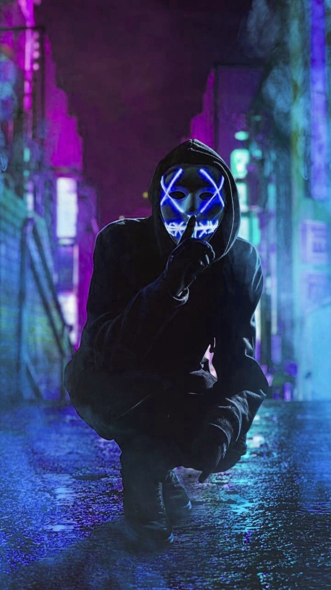 Neon Mask Boy iPhone Wallpaper HD