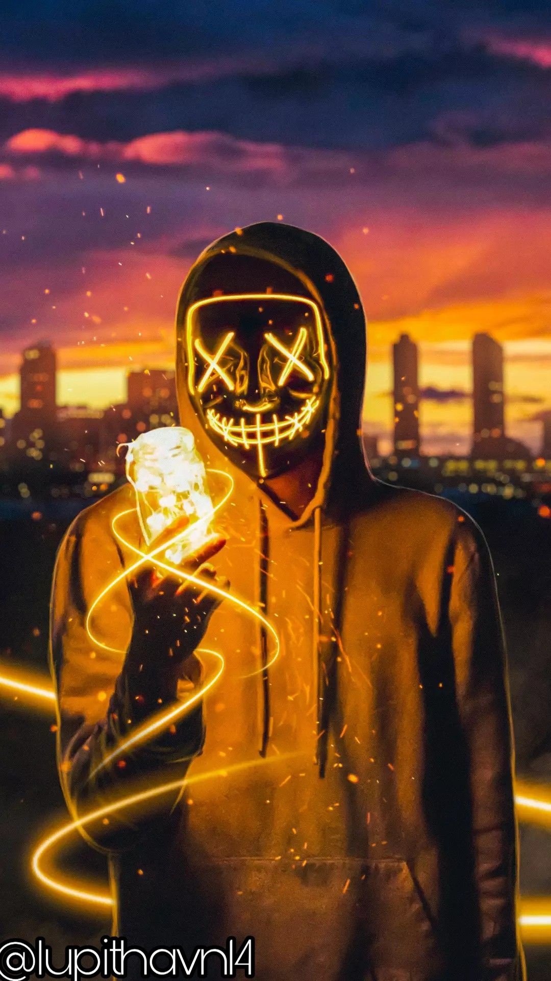 Neon Mask Boy iPhone Wallpaper