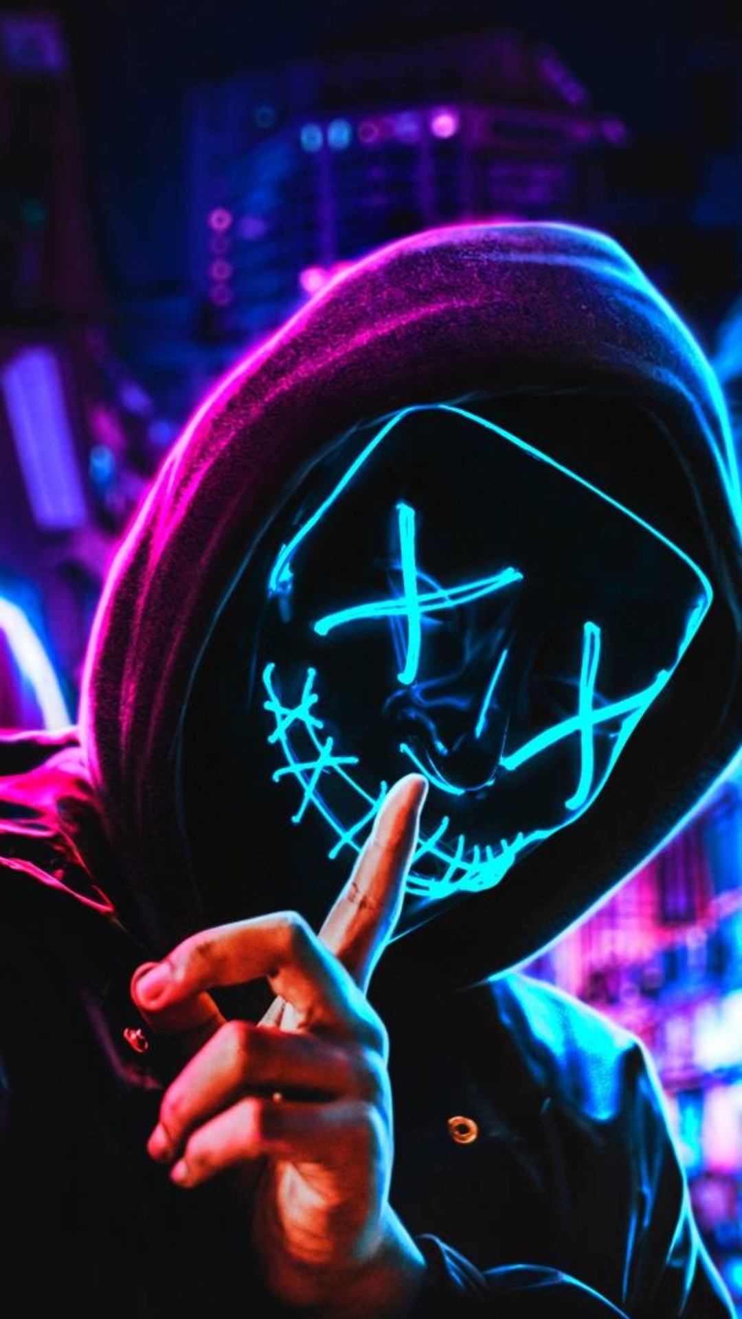 iPhone Wallpaper Neon Mask Boy