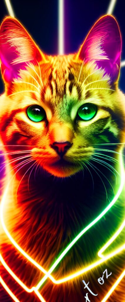 Neon Cat Wallpaper For iPhone X