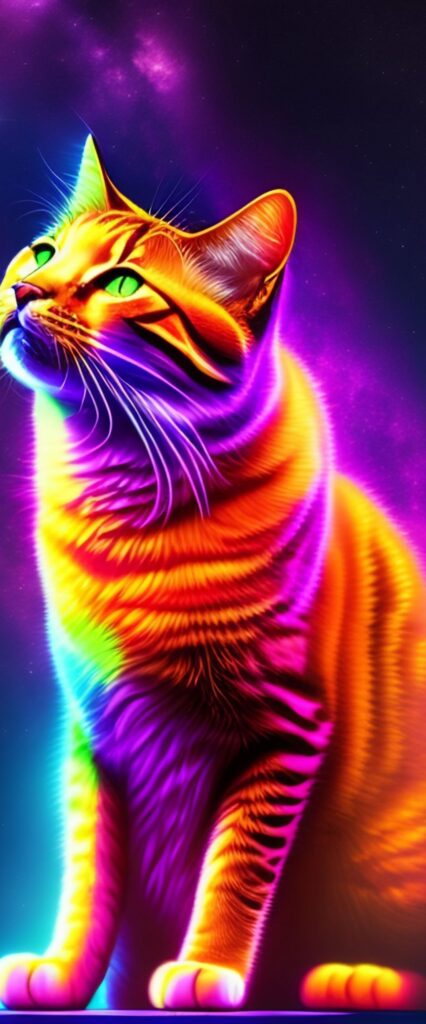 Neon Cat iPhone Wallpaper 4k