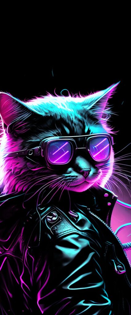 iPhone Wallpaper Neon Cat