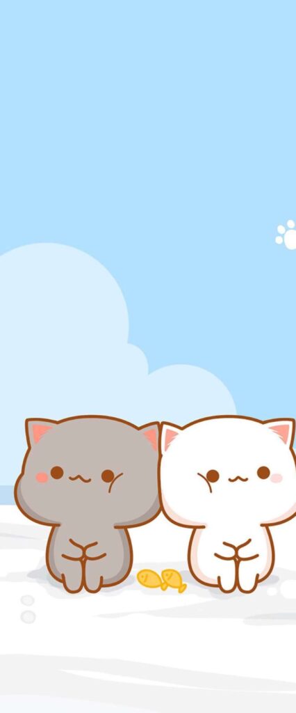 Kawaii Cat iPhone Lock Screen Wallpaper