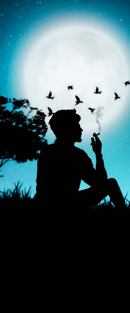 Sad Alone Boy Smoking Wallpaper For iPhone 14