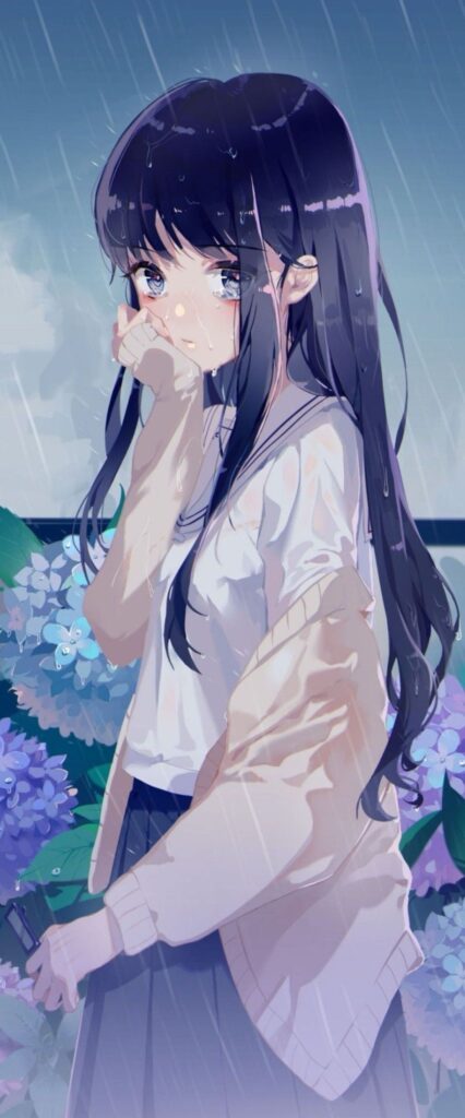Sad Crying Anime Girl Wallpaper iPhone