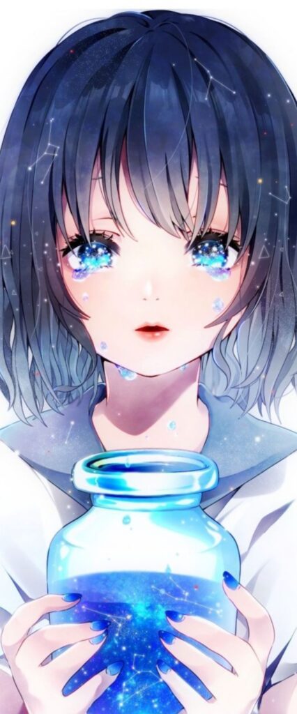 Sad Crying Anime Girl iPhone Home Screen Wallpaper