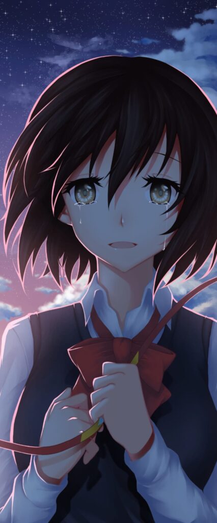 Sad Crying Anime Girl iPhone Wallpaper