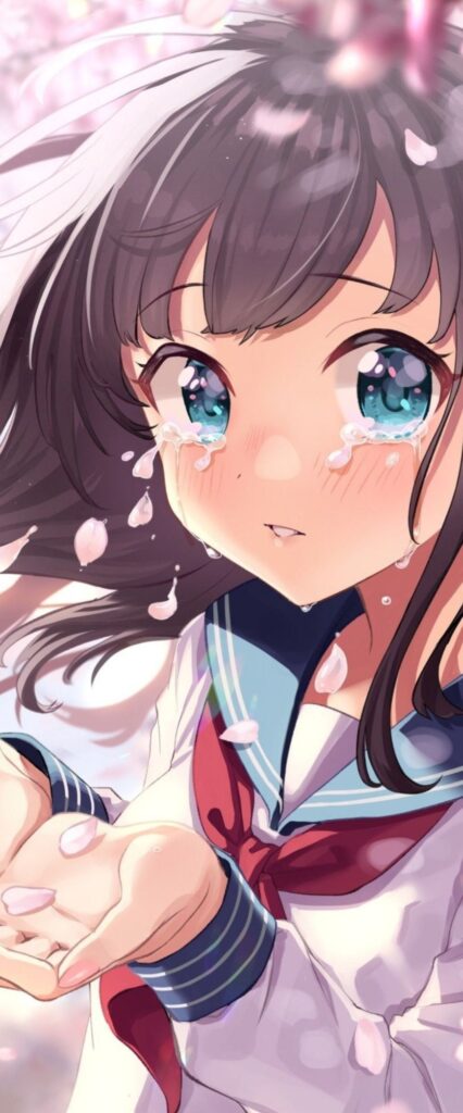 Sad Crying Anime Girl iPhone Wallpaper 4k