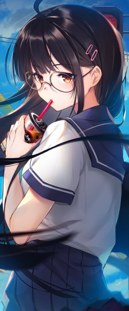 Sunglasses Anime Girl iPhone Wallpaper