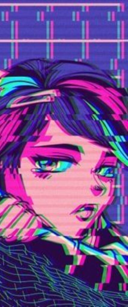 Vaporwave Anime Girl Wallpaper For iPhone 14