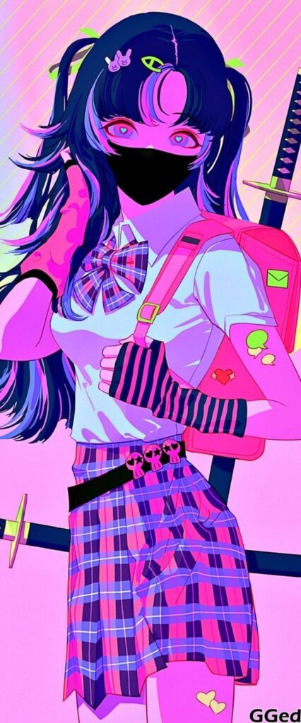 Vaporwave Anime Girl Wallpaper iPhone