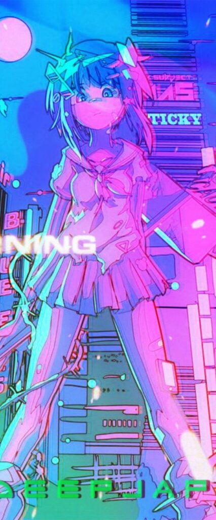 iPhone Wallpaper Vaporwave Anime Girl