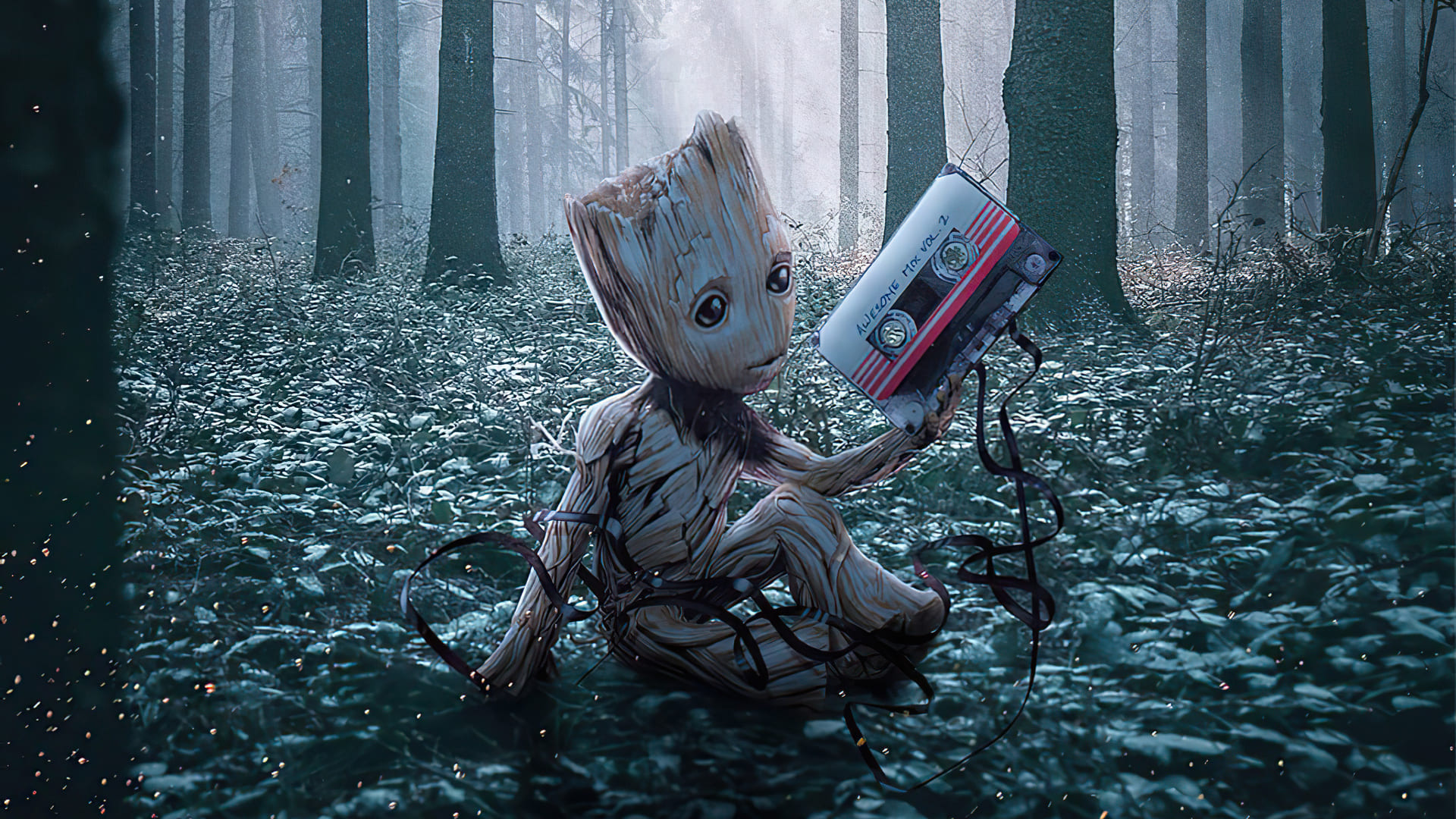 Download Captivating 4K Desktop Wallpaper featuring Baby Groot