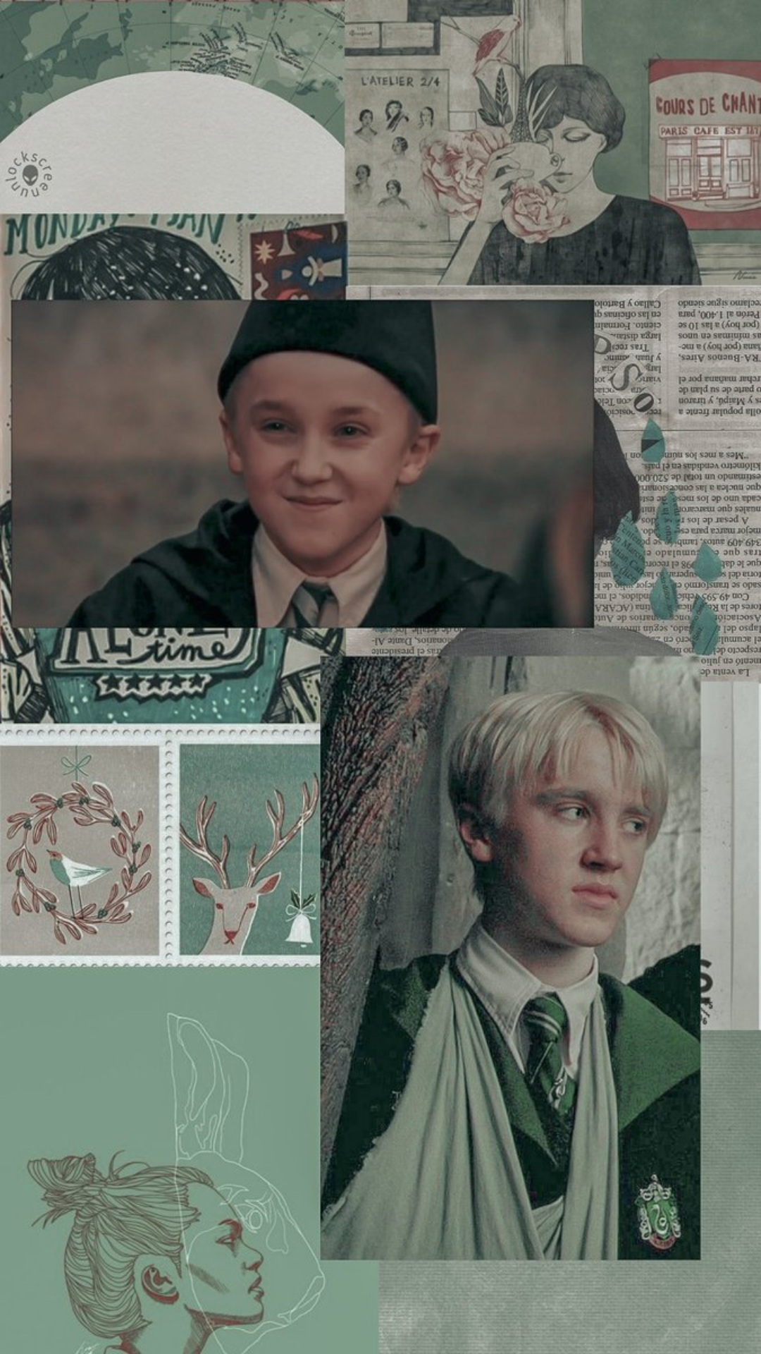 Draco Malfoy Aesthetic Collage Wallpaper