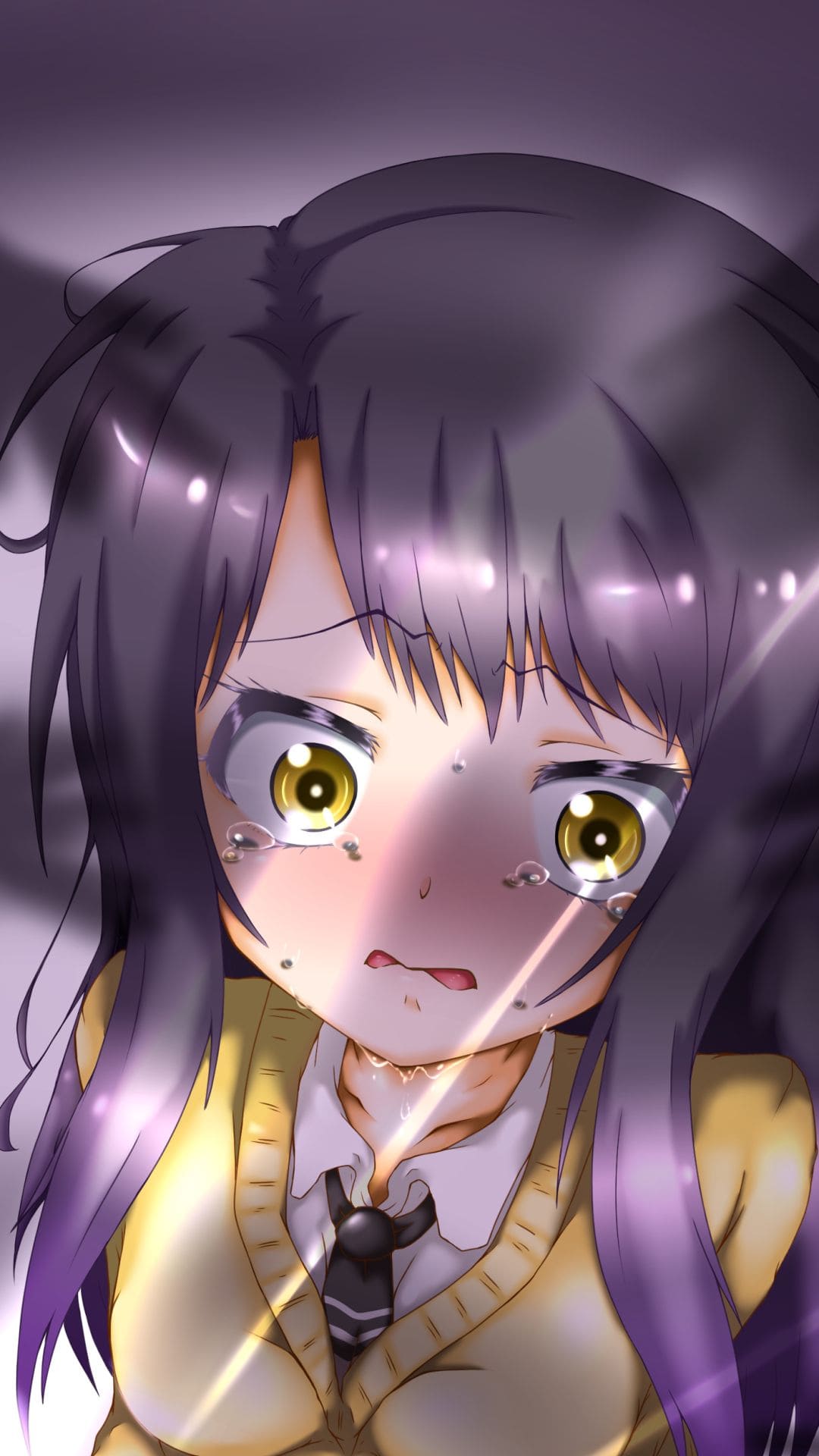 Anime girl purple eyes dark skull wallpaper background - Wallpapers