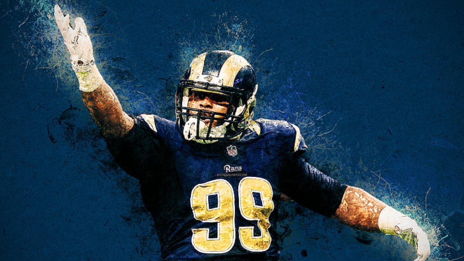 Download Aaron Donald White Jersey Number 99 Wallpaper