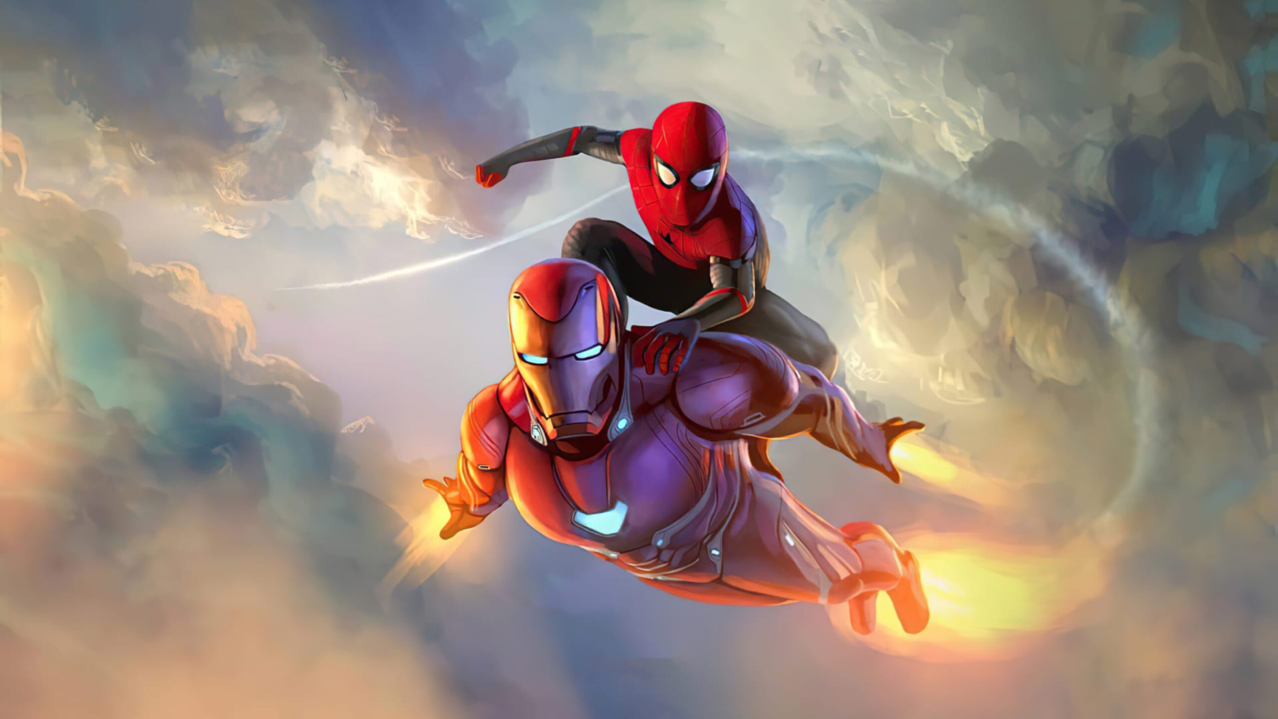 Iron Man and Spider Man 8k Wallpaper