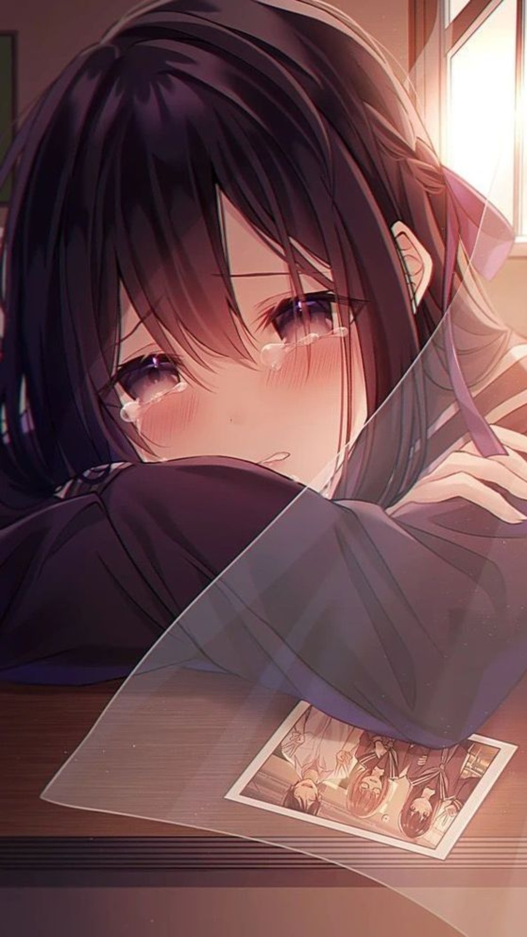 sad anime girl alone