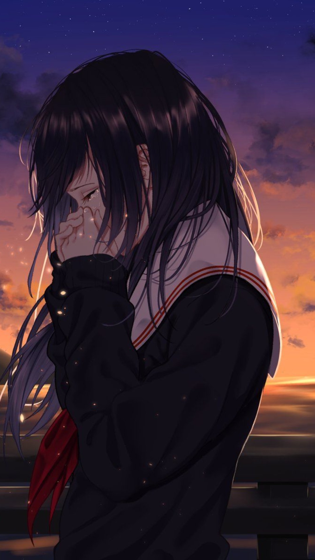 Crying Anime Girl Background