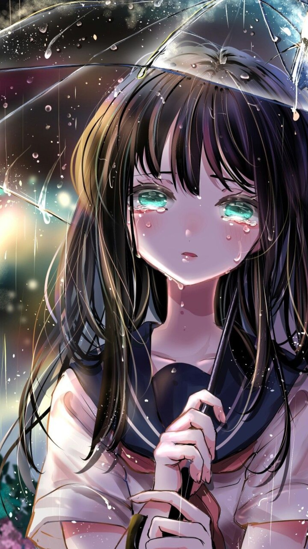 Crying Anime Girl iPhone Wallpaper
