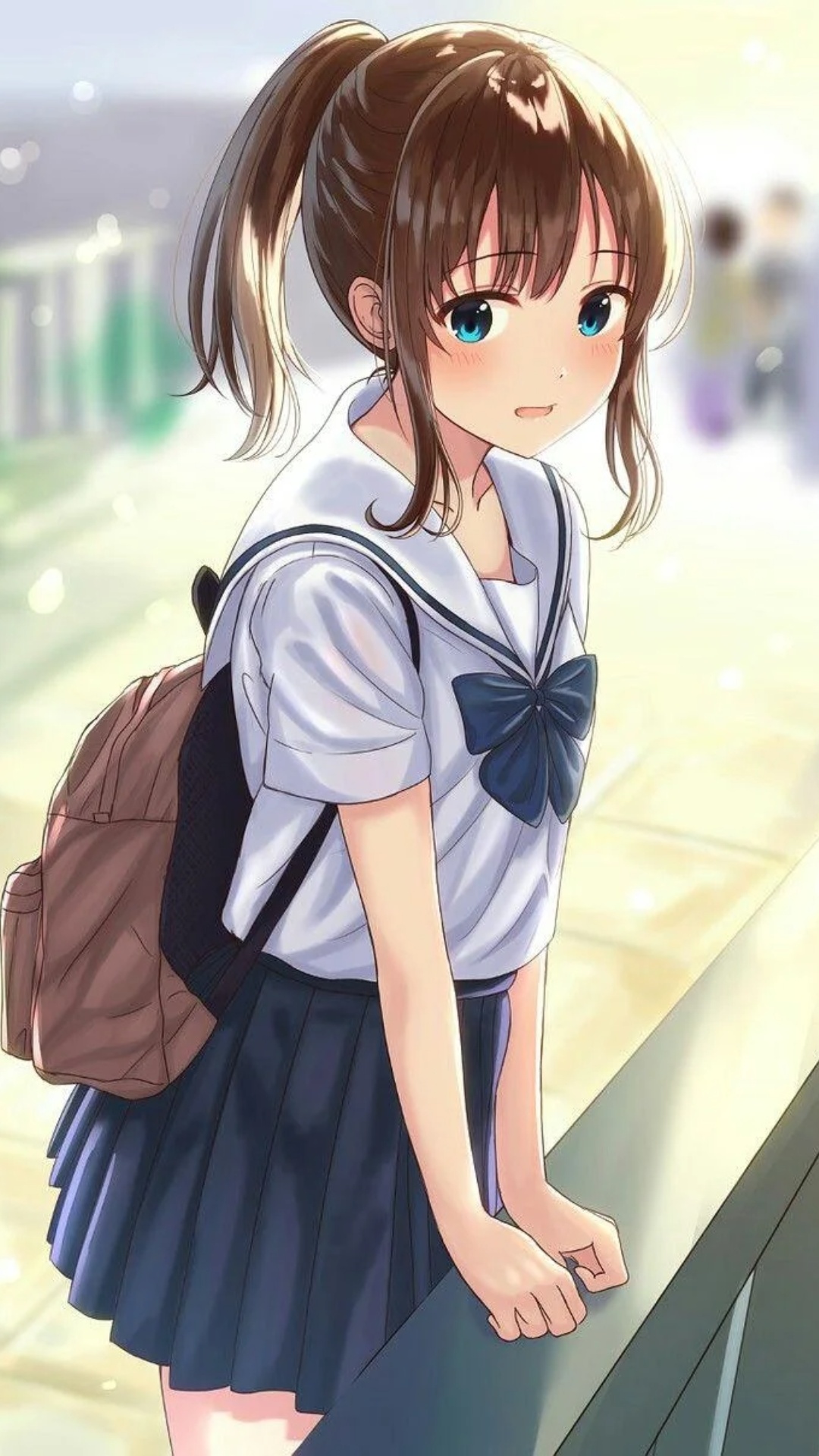 Anime Girl School Uniform Wallpaper