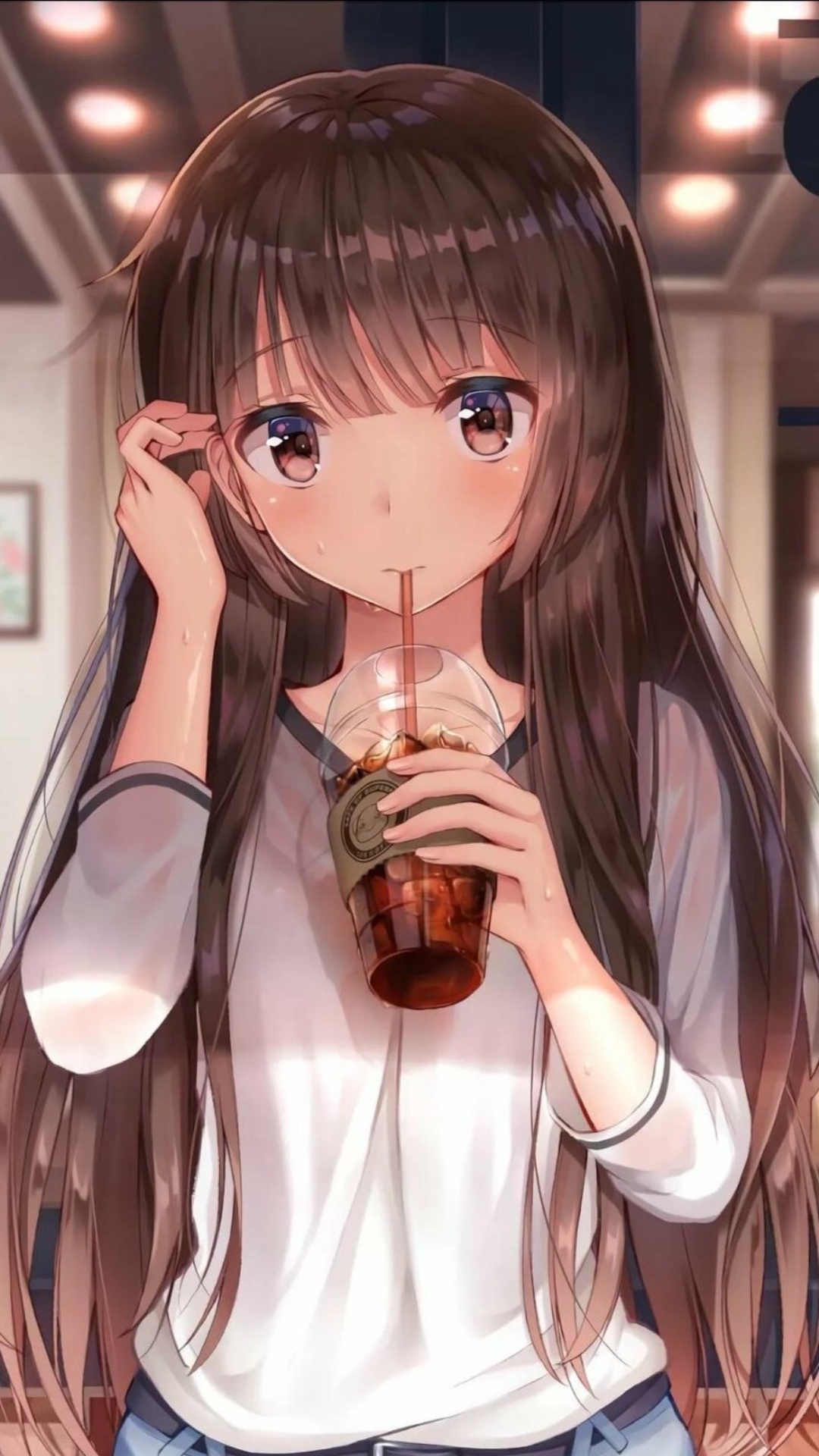 anime girl with brown hair and bangs
