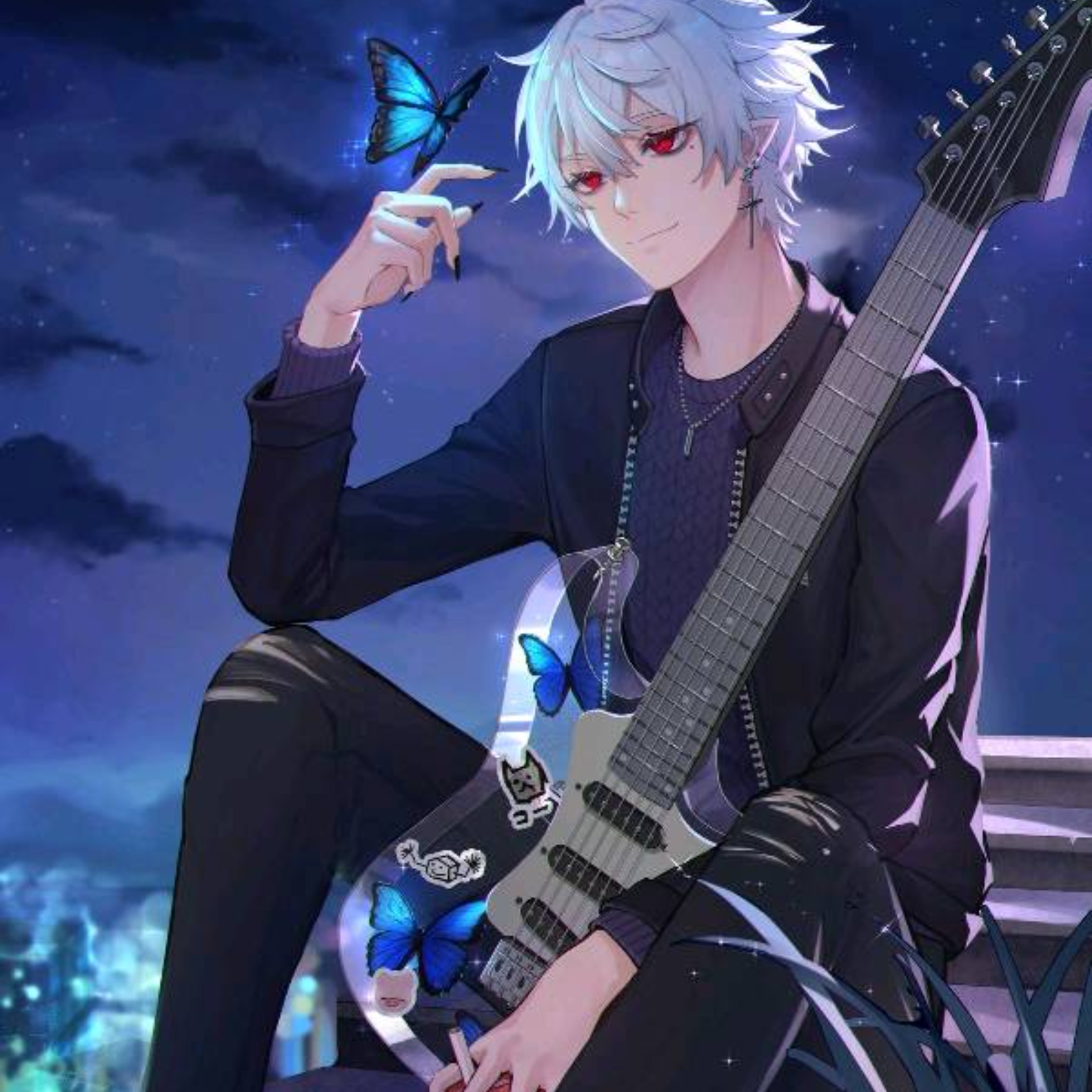 Anime Boy Guitar Pfp for Facebook