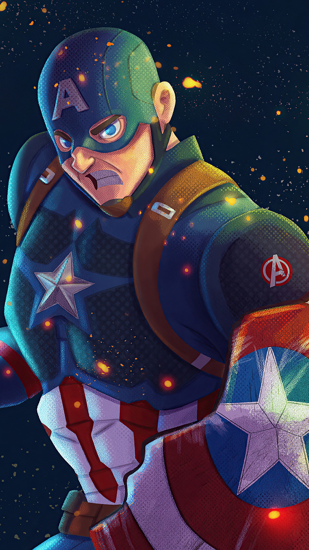 Cartoon Captain America iPhone Wallpaper
