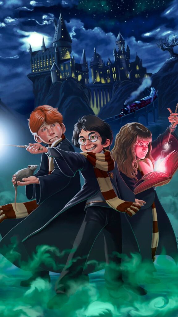 Cartoon Harry Potter Homescreen Wallpaper