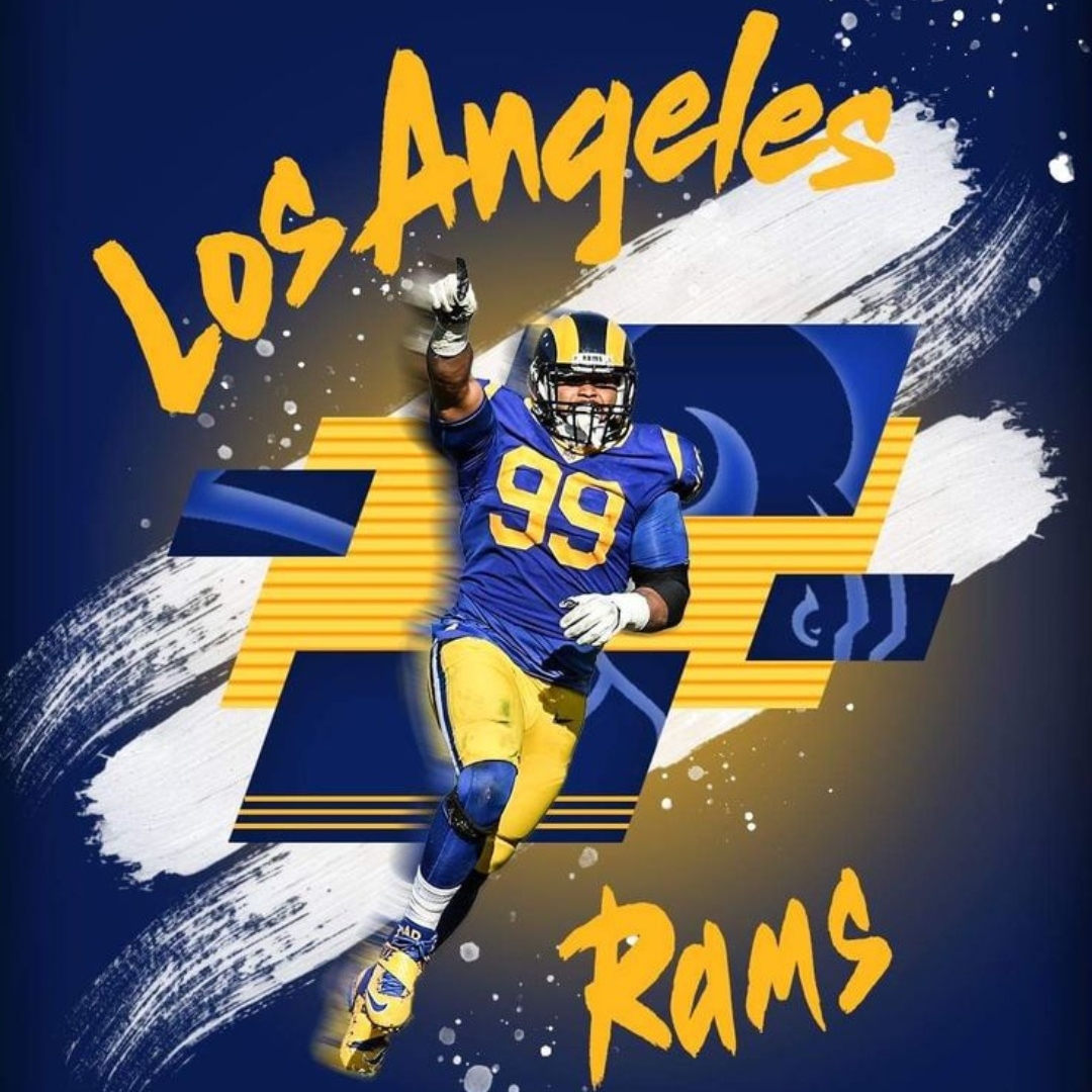 Download Cool Aaron Donald Blue and Yellow Football Jersey Wallpaper