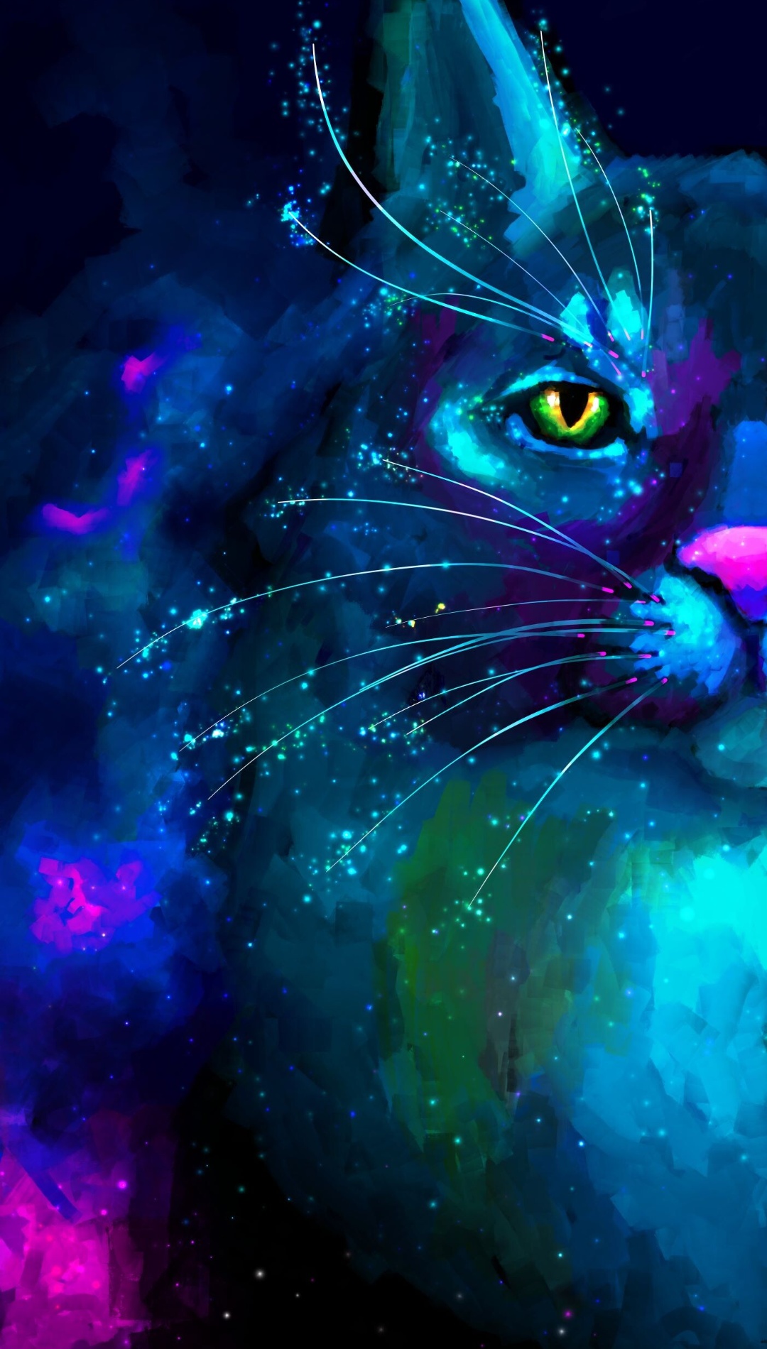 Neon Cat iPhone Wallpaper