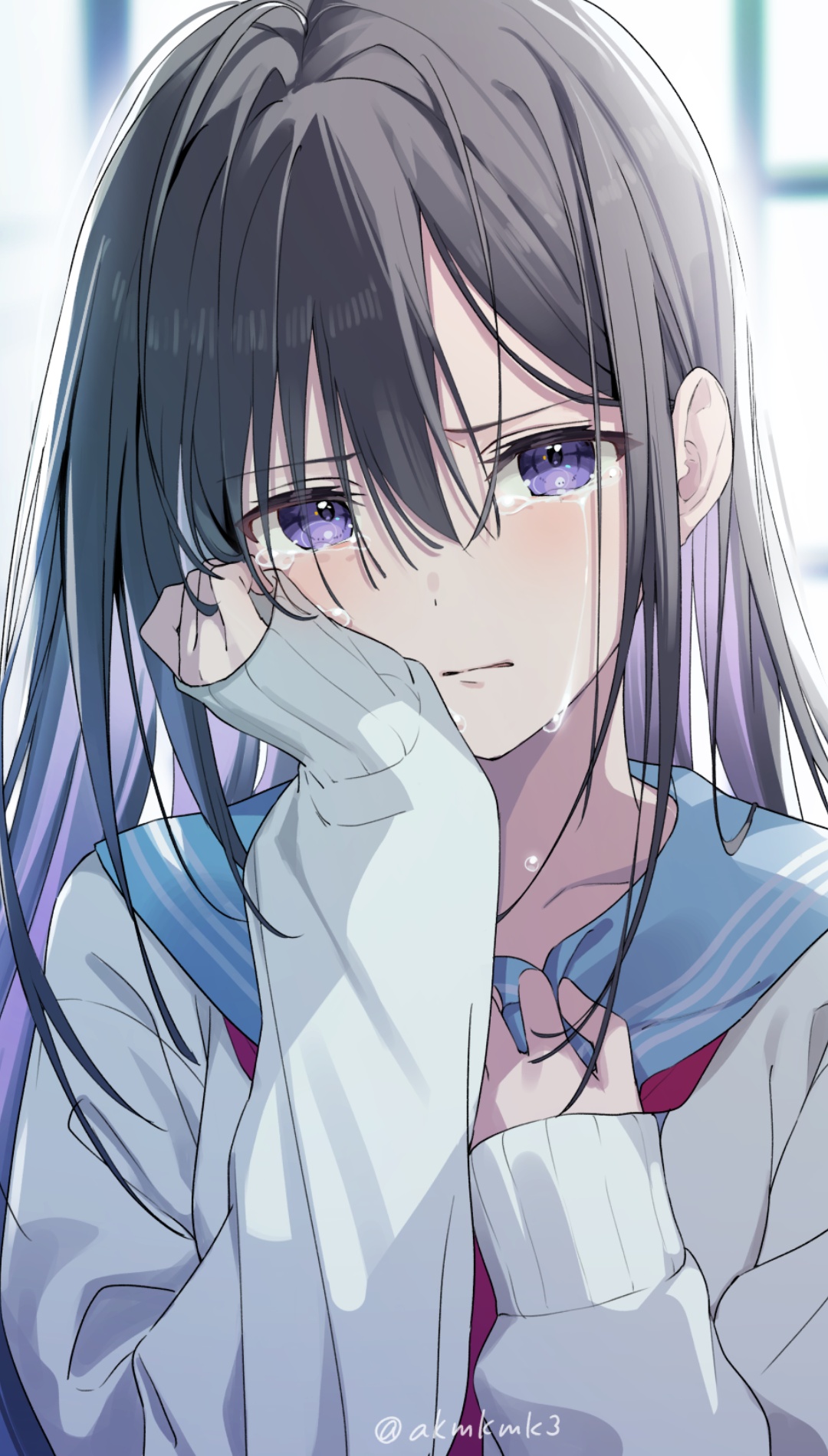 Sad Crying Anime Girl Phone Wallpaper