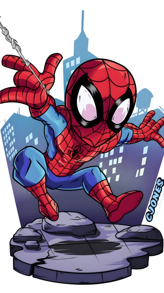 Chibi Spider Man Phone Wallpaper