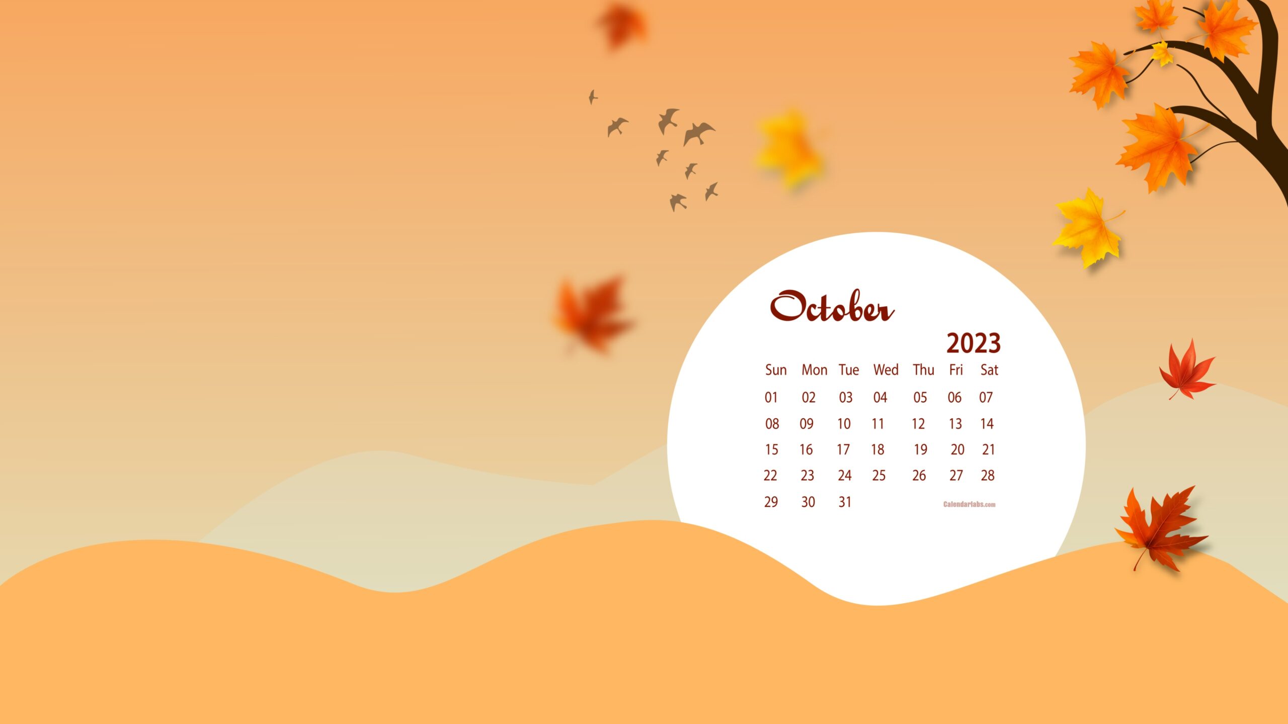 October Calendar 2023 PC Wallpaper