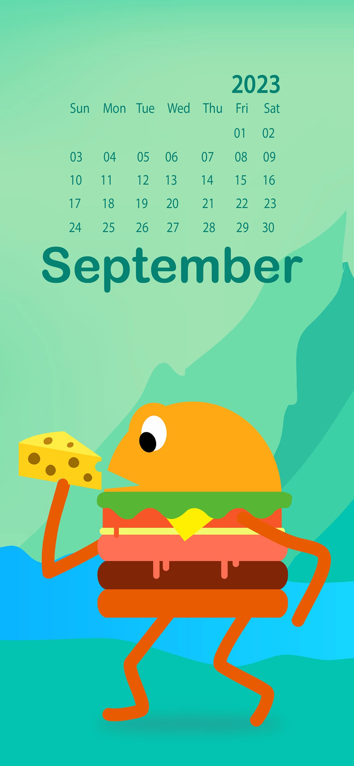 September 2023 Calendar Phone Wallpaper