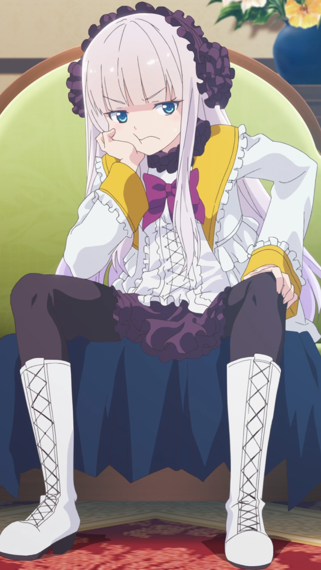 Anime Girl Sitting Homescreen Wallpaper