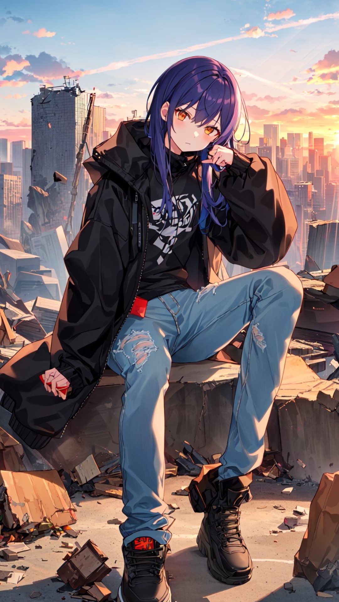 Anime Girl Sitting Wallpaper