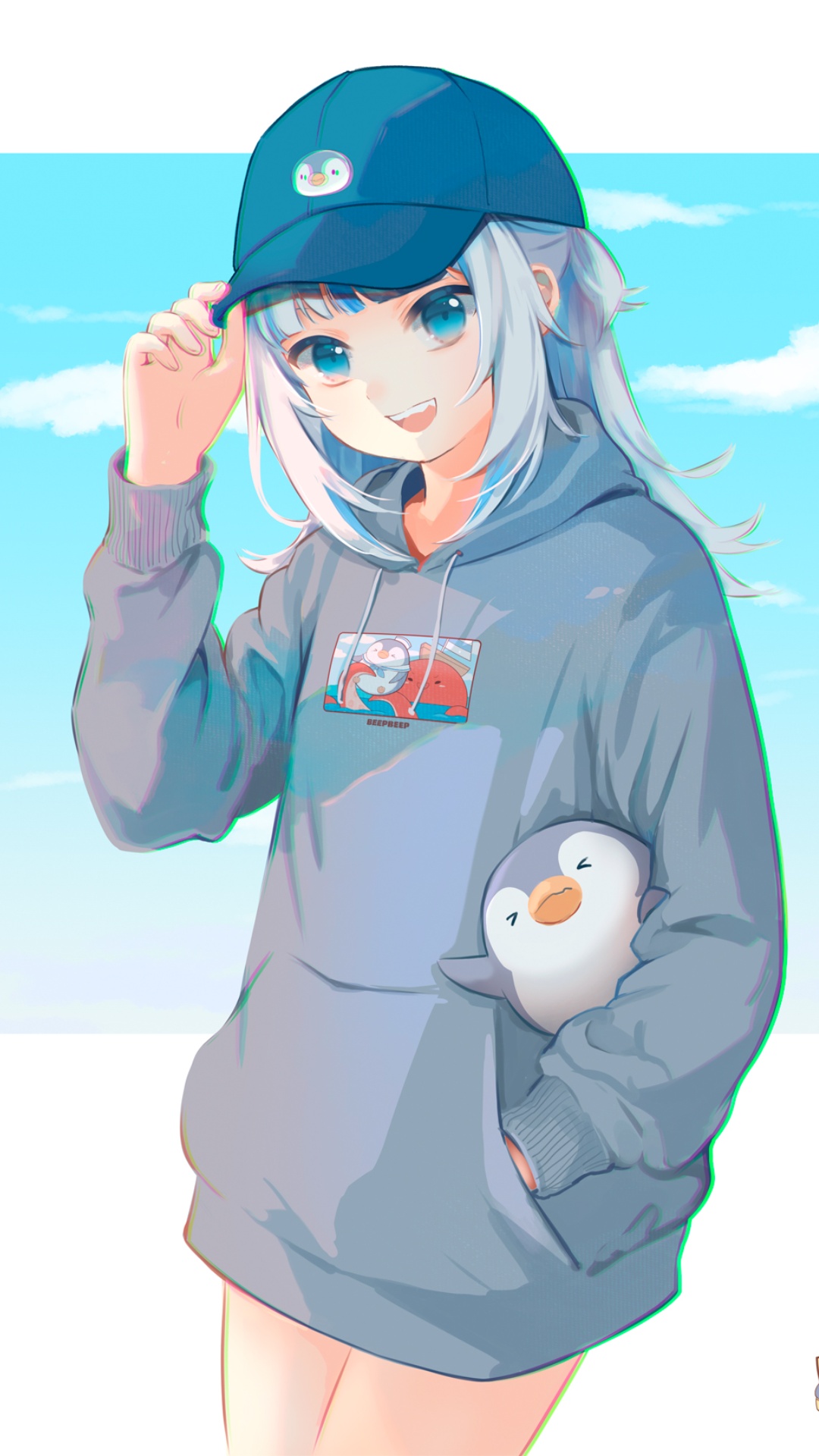 Anime Girl With Cap Full HD Wallpaper