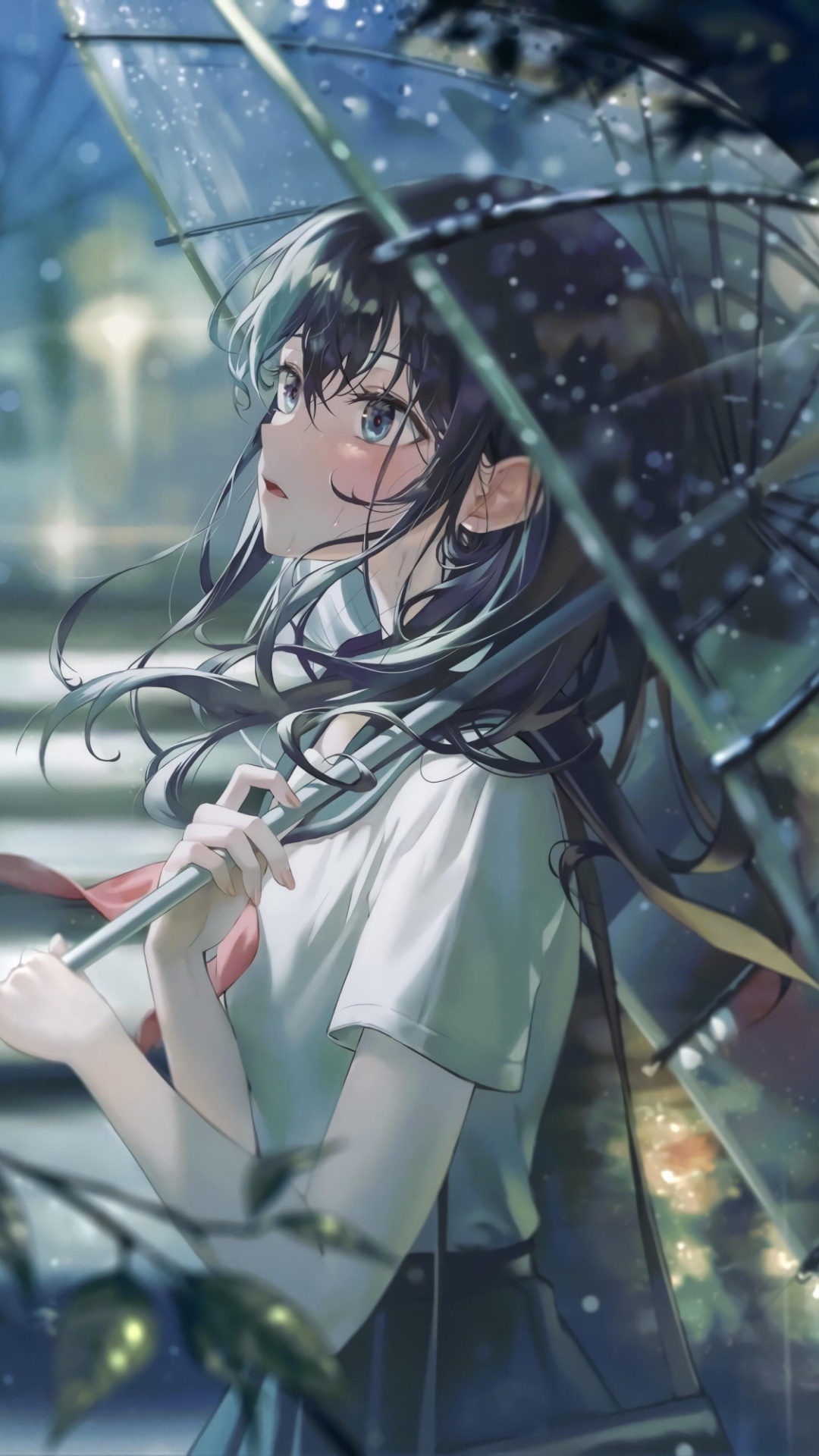Anime Girl With Umbrella Full HD Wallpaper