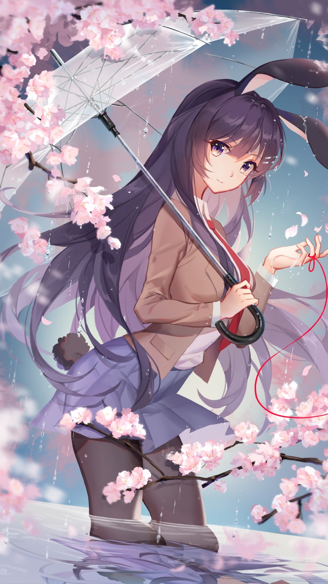 Anime Girl With Umbrella Lockscreen Wallpaper
