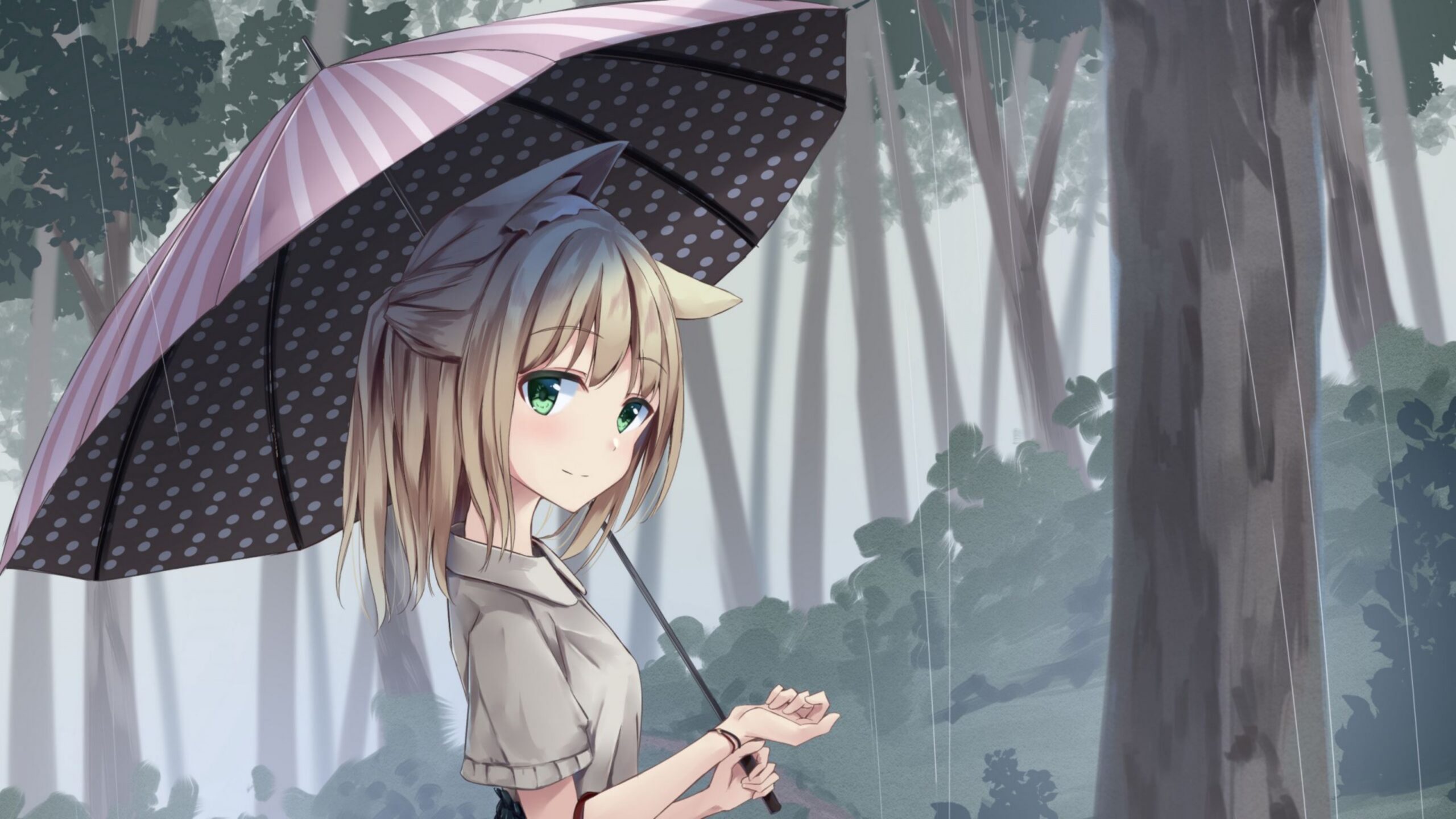 Anime Girl With Umbrella PC Wallpaper