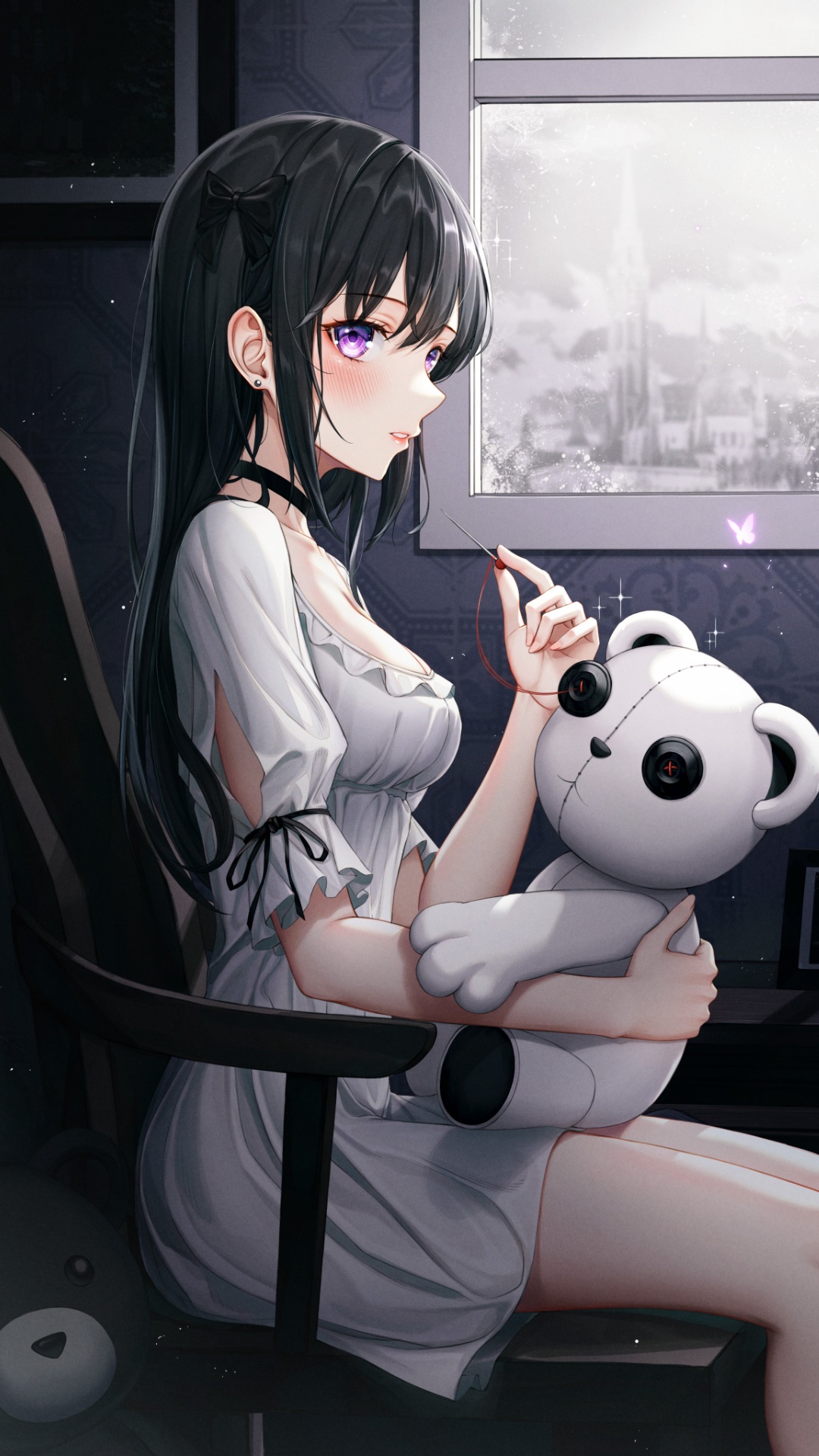 Wallpaper Anime Girl Sitting