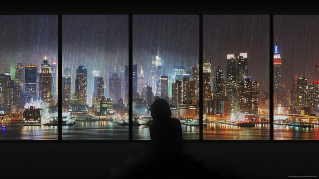 City Rain Laptop Wallpaper